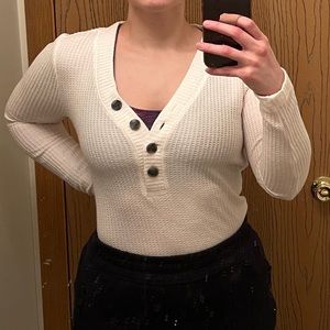 Waffle Henley Top - LOFT